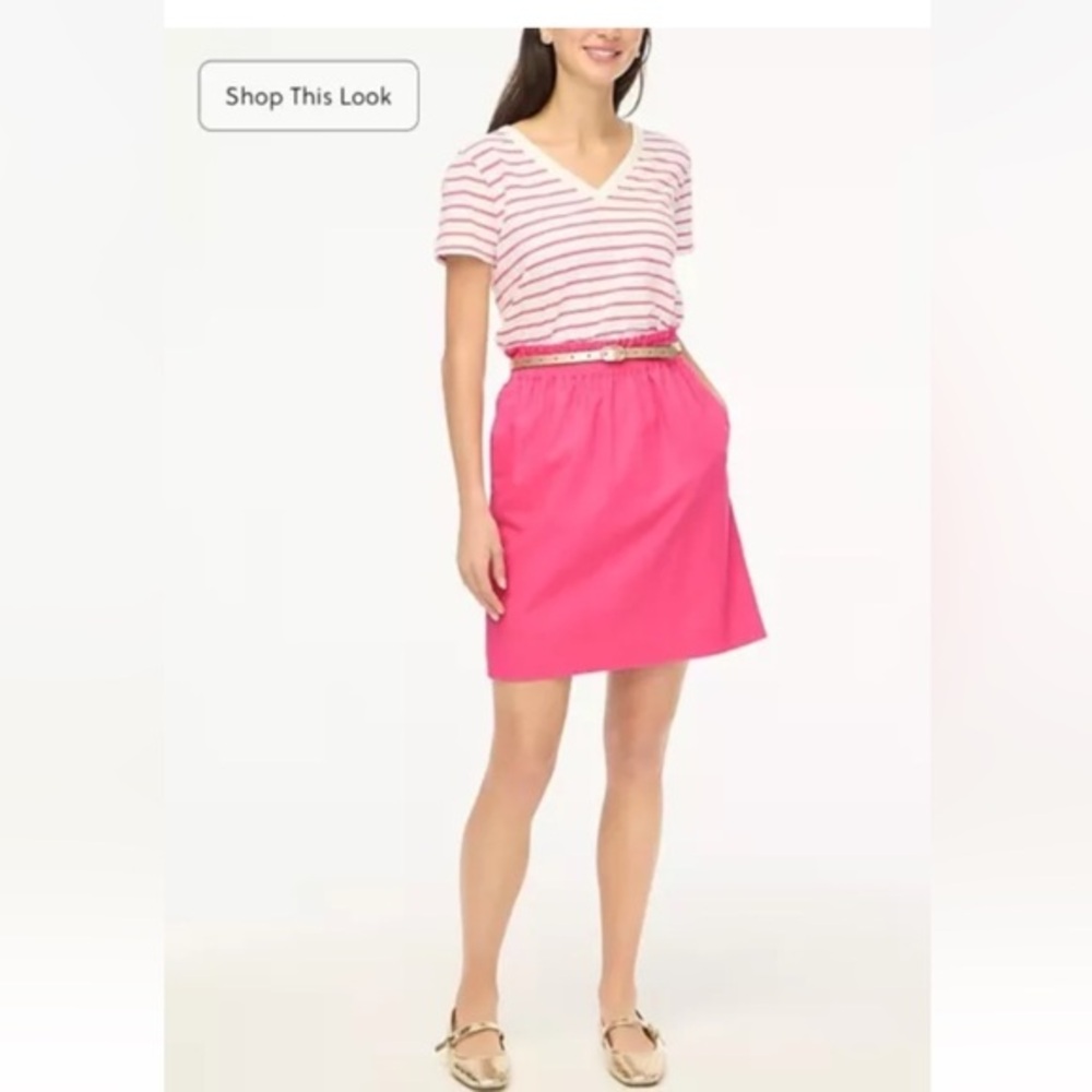 J Crew Vivid Begonia Linen-cotton blend city skirt Size 4